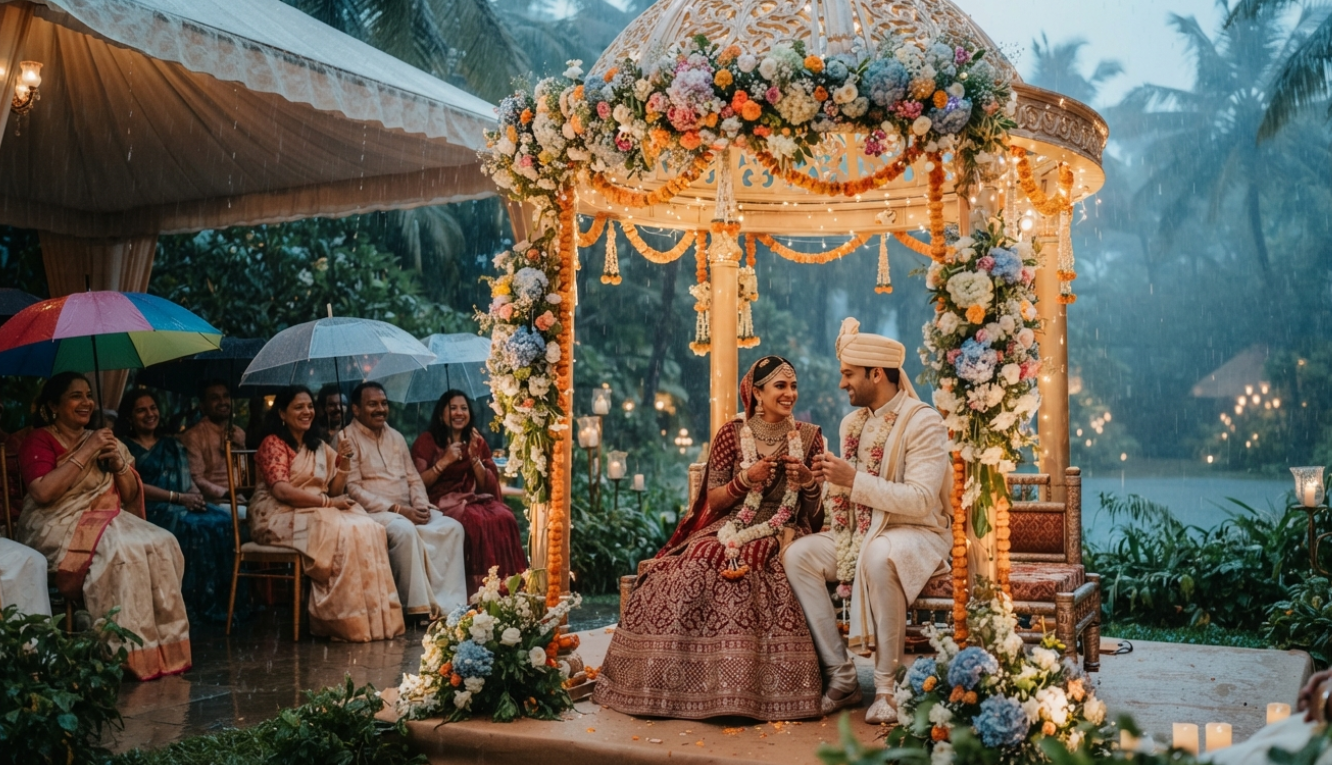 Monsoon Wedding Planning Tips - बारिश में सजा वेडिंग मंडप