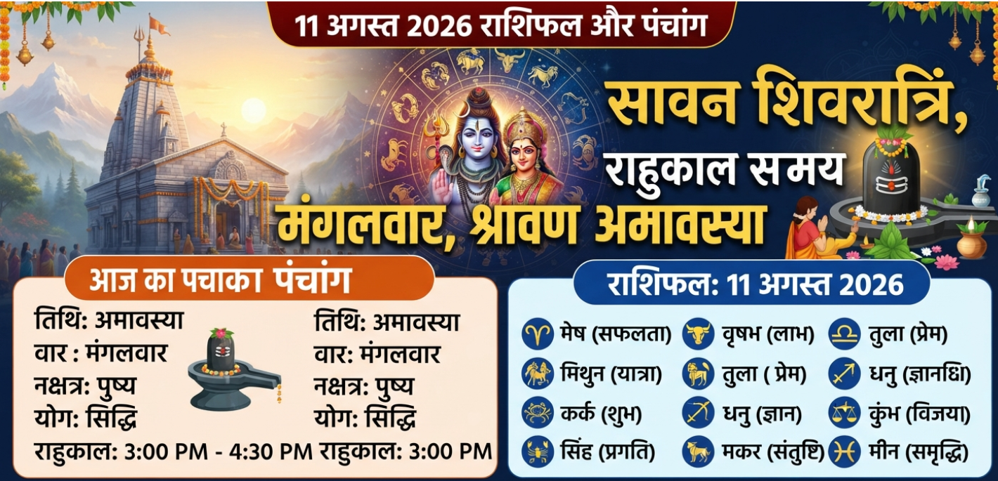 11 august 2026 rashifal panchang - सावन शिवरात्रि पूजा और पंचांग का सांकेतिक चित्र