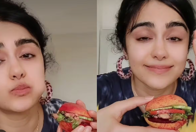 Adah Sharma Apple Burger recipe में सेब की स्लाइस, चुकंदर, खीरा और चने से बना हेल्दी स्नैक