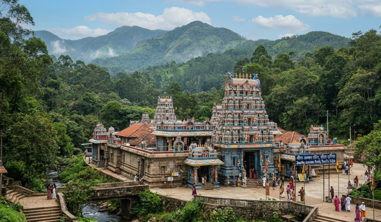 Ashok Vatika Sri Lanka में स्थित सीता अम्मन मंदिर का दृश्य