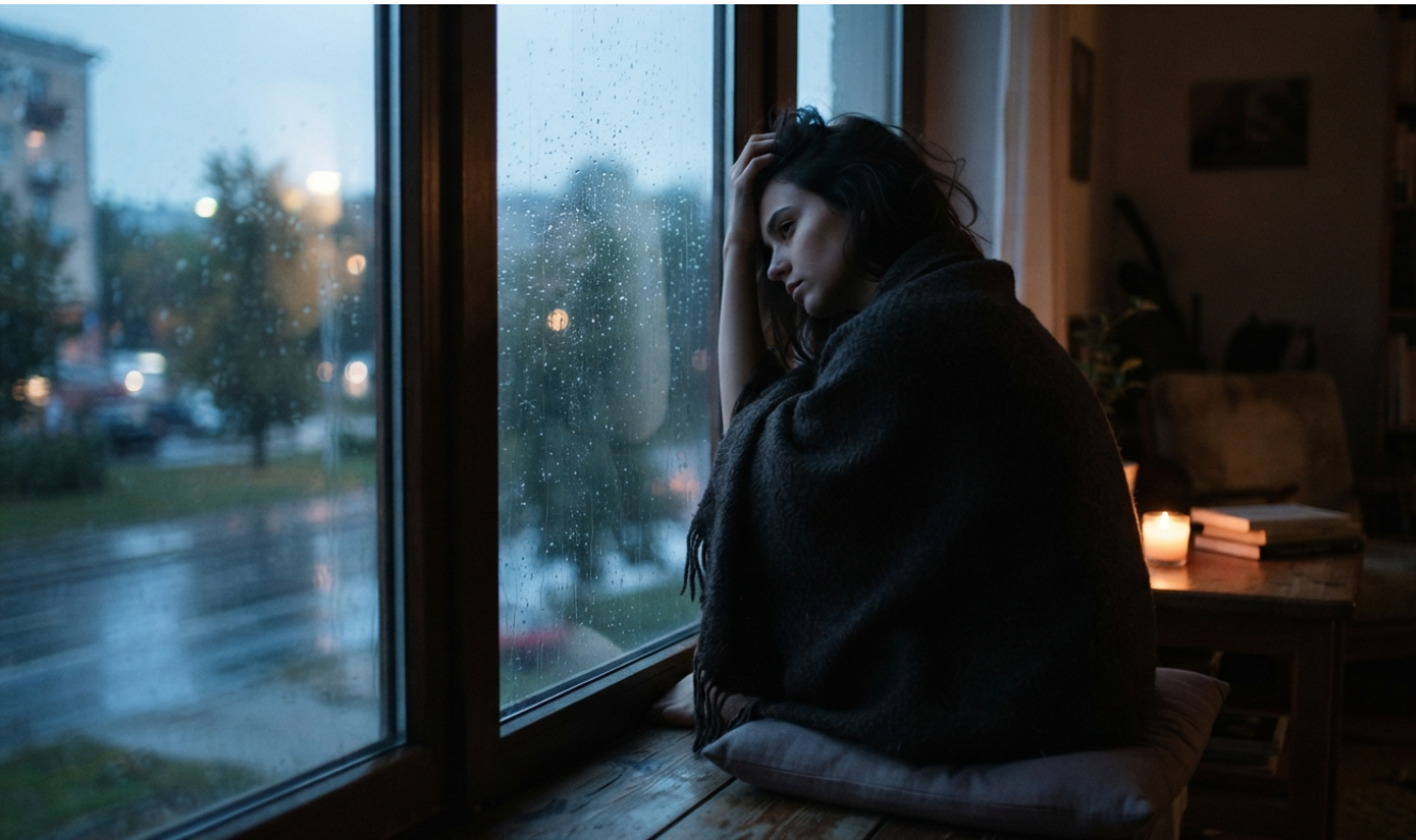 People Pleasing Trauma के लक्षण दिखाता सोच में डूबा व्यक्ति