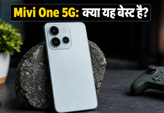 Mivi One 5G लॉन्च स्मार्टफोन भारत की डिस्प्ले के साथ प्रमोशनल तस्वीर
