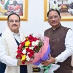 मुख्यमंत्री विष्णु देव साय ने केंद्रीय मंत्री जगत प्रकाश नड्डा का किया स्वागत